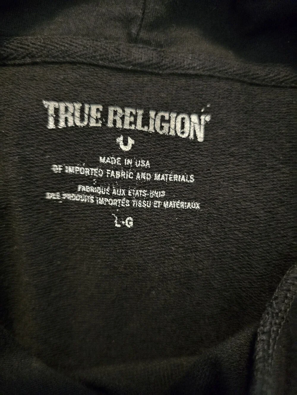 True Religion Men’s Lonesome Drifter Short Sleeve Graphic Hoodie – Black Size L
